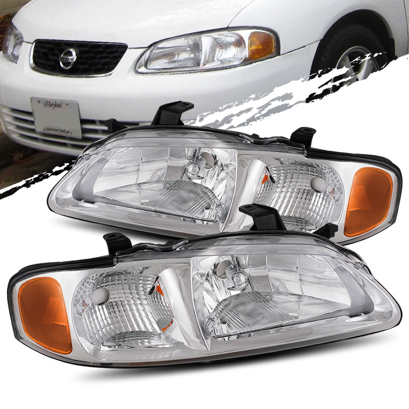 For 2000 2003 Nissan Sentra Chrome Crystal Headlights Lamps Embly For 2000 2003 Nissan Sentra Chrome Crystal Headlights Lamps Embly Replacement