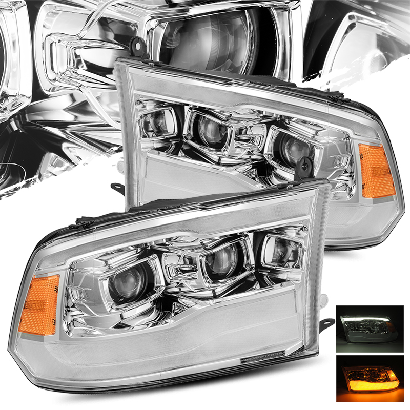 For 09-18 Dodge Ram (2019 Style) Chrome Projector Headlights Left Right 