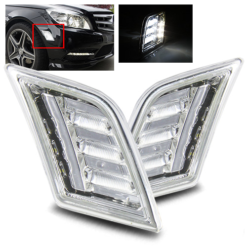 For 0811 Mercedes Benz W204 C300/C350/C63 Clear LED Side Marker Bumper